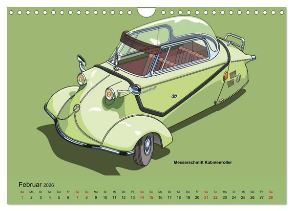 Produktbild: Made in Germany - Illustrationen deutscher Oldtimer (Wandkalender 2026 DIN A4 quer), CALVENDO Monatskalender