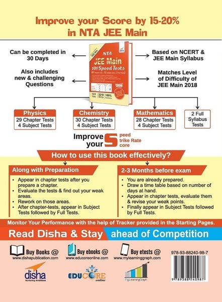 Produktbild: NTA JEE Main 101 Speed Tests (87 Chapter-wise + 12 Subject-wise + 2 Full)
