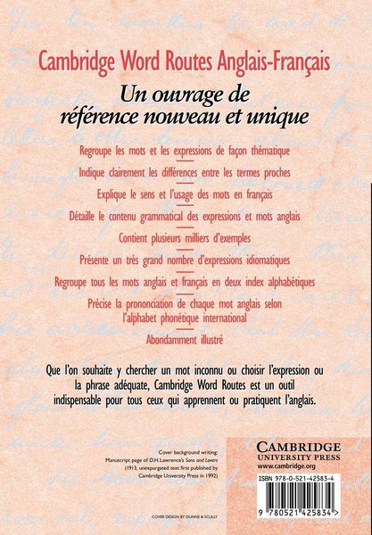 Produktbild: Cambridge Word Routes Anglais-Francais