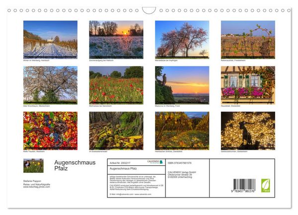 Produktbild: Augenschmaus Pfalz (Wandkalender 2026 DIN A3 quer), CALVENDO Monatskalender