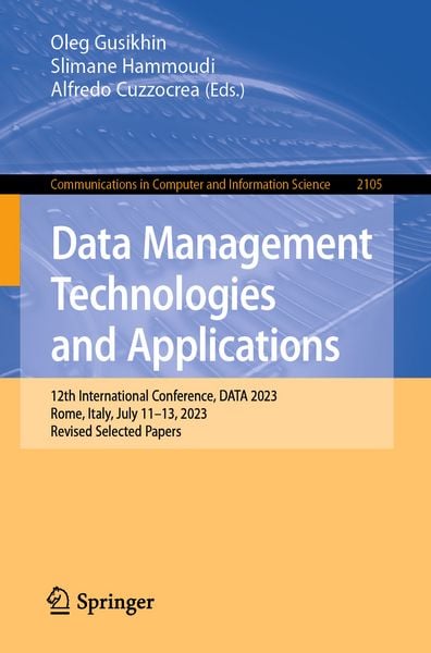 Produktbild: Data Management Technologies and Applications