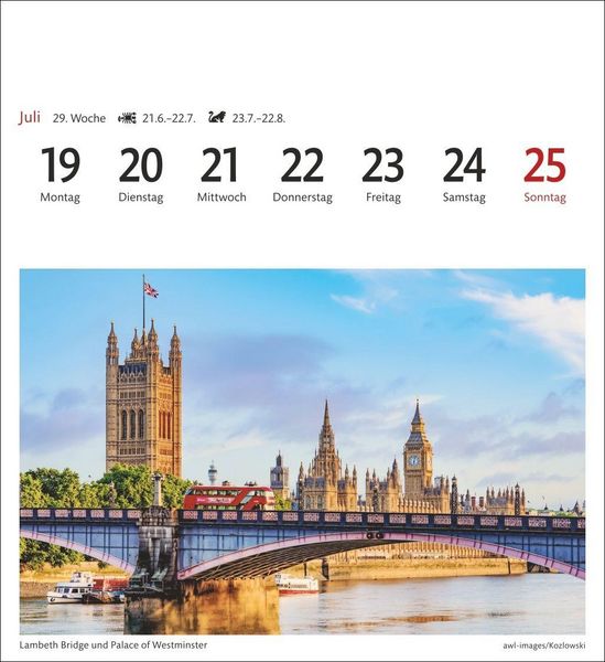 Produktbild: London Sehnsuchtskalender 2027 - Wochenkalender mit 53 Postkarten