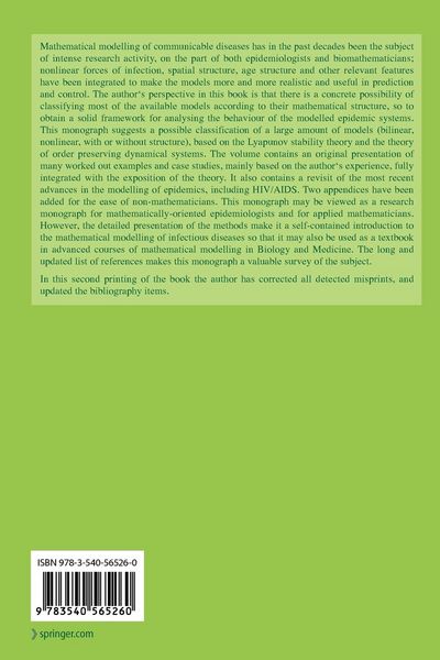 Produktbild: Mathematical Structures of Epidemic Systems