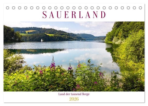 Sauerland - Land der tausend Berge (Tischkalender 2026 DIN A5 quer), CALVENDO Monatskalender