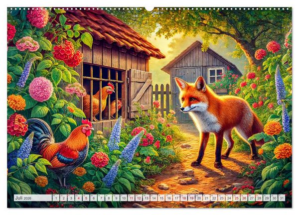 Produktbild: Tiere im Garten - Tierische Begegnungen in der gr&uuml;nen Oase (Wandkalender 2026 DIN A2 quer), CALVENDO Monatskalender
