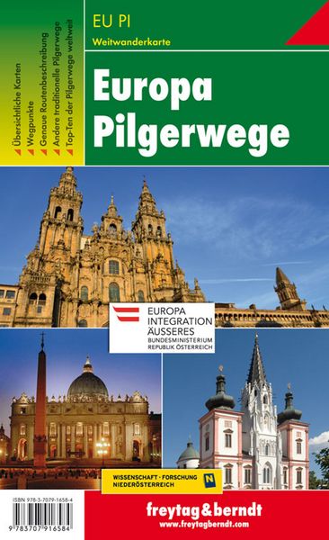 Europa Pilgerwege, Wanderkarte 1:2.000.000 - 1:3.500.000, Sonstige von , KOMPASS freytag und berndt, 9783707916584