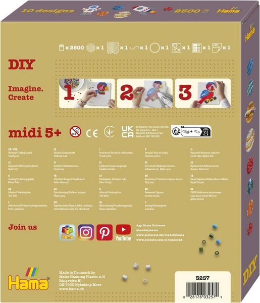 Produktbild: Hama 3257 - B&uuml;gelperlen Weltraum, Geschenkpackung mit ca. 2.500 Midi-Perlen, 2 Stiftplatten, Motiv-Vorlage, B&uuml;gelpapier