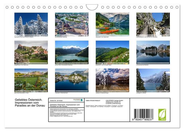 Produktbild: Geliebtes &Ouml;sterreich. Impressionen vom Paradies an der Donau (Wandkalender 2026 DIN A4 quer), CALVENDO Monatskalender