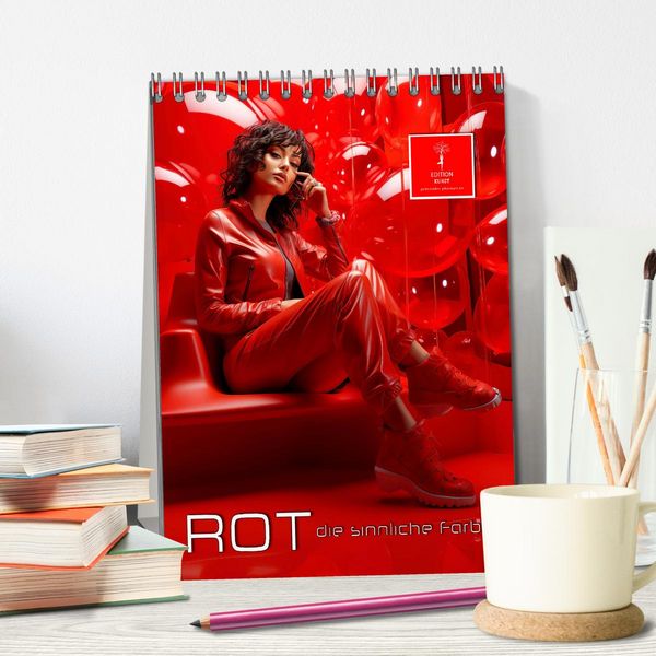 Produktbild: Rot, die sinnliche Farbe (Tischkalender 2026 DIN A5 hoch), CALVENDO Monatskalender