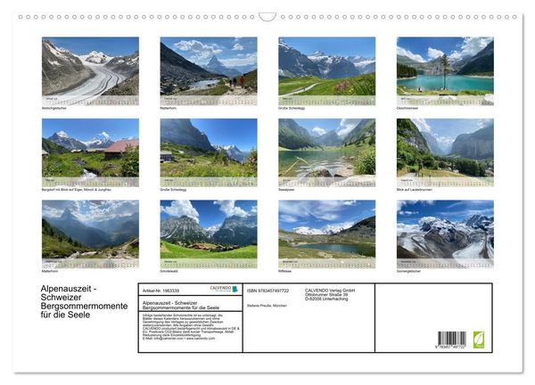 Produktbild: Alpenauszeit - Schweizer Bergsommermomente f&uuml;r die Seele (Wandkalender 2026 DIN A2 quer), CALVENDO Monatskalender
