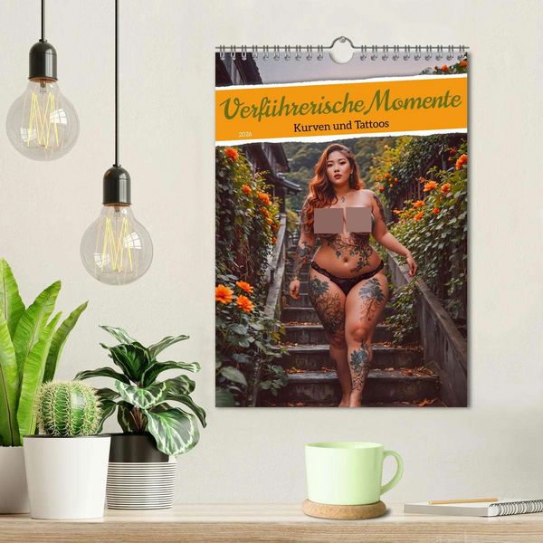 Produktbild: Verf&uuml;hrerische Momente - Kurven und Tattoos (Wandkalender 2026 DIN A4 hoch), CALVENDO Monatskalender