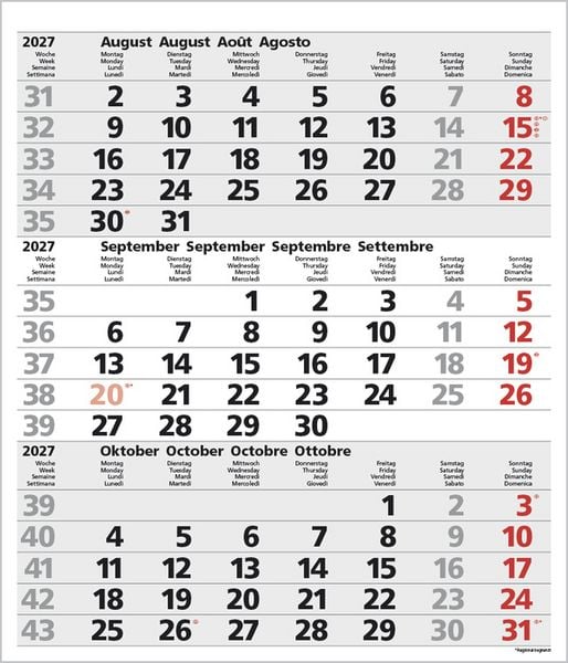Produktbild: 3-Monats-Planer Comfort Grau 2027
