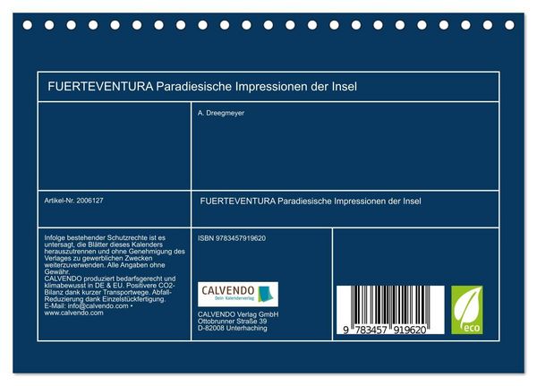 Produktbild: FUERTEVENTURA Paradiesische Impressionen der Insel (Tischkalender 2026 DIN A5 quer), CALVENDO Monatskalender
