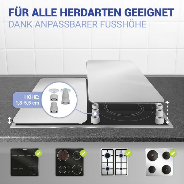 Produktbild: Herdabdeckplatte Universal Mod. Silber, 2er Set, f&uuml;r alle Herdarten geeignet