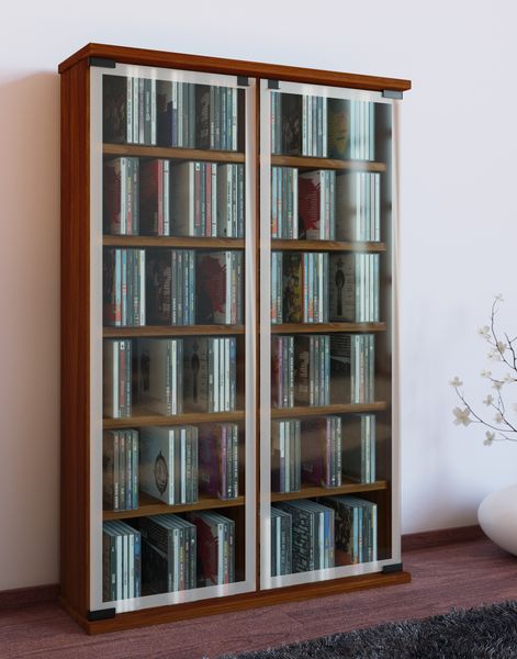 Produktbild: Holz CD DVD Stand Regal Schrank Galerie Glast&uuml;r