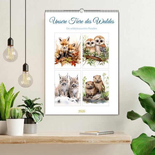 Produktbild: Unsere Tiere des Waldes (Wandkalender 2026 DIN A2 hoch), CALVENDO Monatskalender