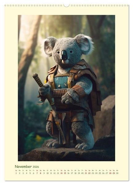 Produktbild: Tierische Samurai (hochwertiger Premium Wandkalender 2026 DIN A2 hoch), Kunstdruck in Hochglanz