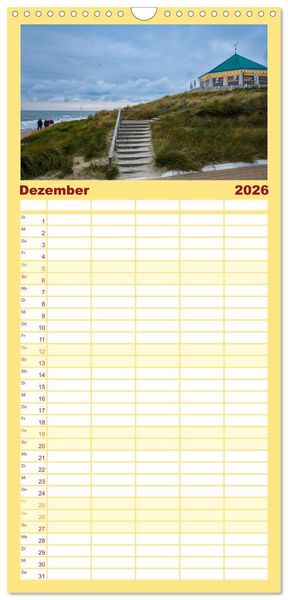 Produktbild: Familienplaner 2026 - Nordsee Insel Norderney mit 5 Spalten (Wandkalender, 21 x 45 cm) CALVENDO