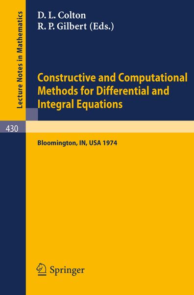 Produktbild: Constructive and Computational Methods for Differential and Integral Equations