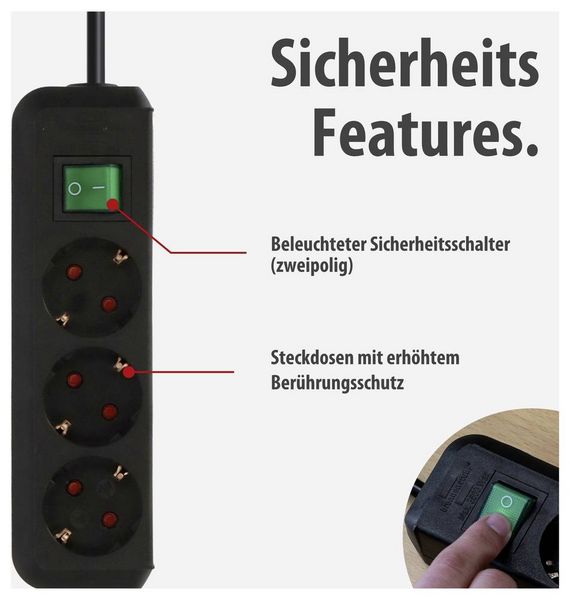 Produktbild: Brennenstuhl 1152300400 Steckdosenleiste Schwarz Schutzkontakt 1 St.