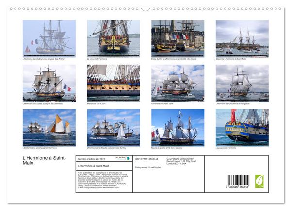 Produktbild: L'Hermione &agrave; Saint-Malo (Calendrier mural 2026 DIN A2 vertical) calendrier de bureau