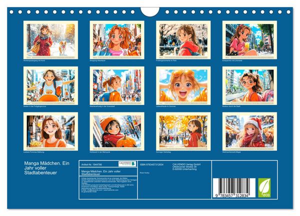 Produktbild: Manga M&auml;dchen. Ein Jahr voller Stadtabenteuer (Wandkalender 2026 DIN A4 quer), CALVENDO Monatskalender