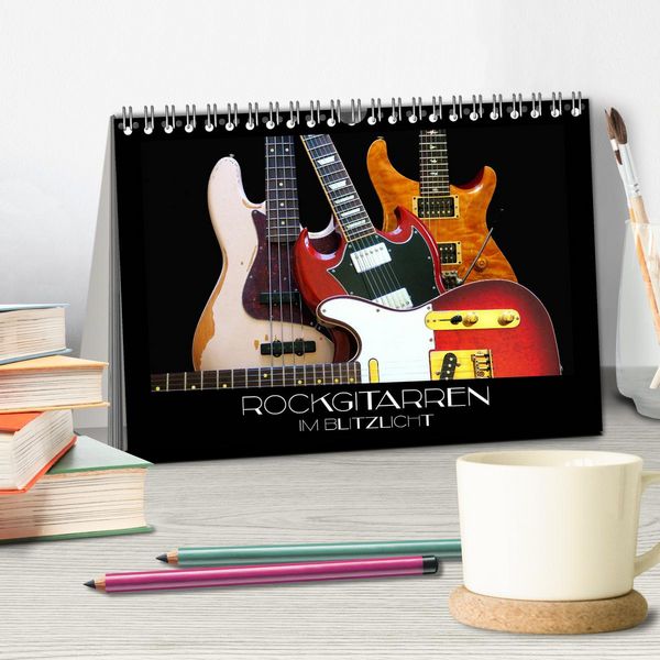 Produktbild: Rockgitarren im Blitzlicht (Tischkalender 2026 DIN A5 quer), CALVENDO Monatskalender