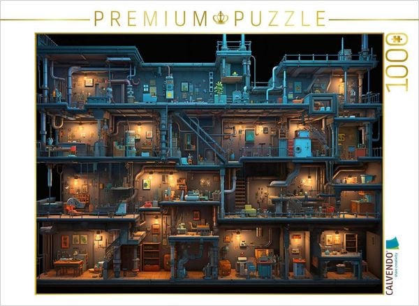 CALVENDO Puzzle Verwinkelte Räume in einem Computer Spiel - Gamer Nostalgie | 1000 Teile Lege-Größe 64x48cm Foto-Puzzle 