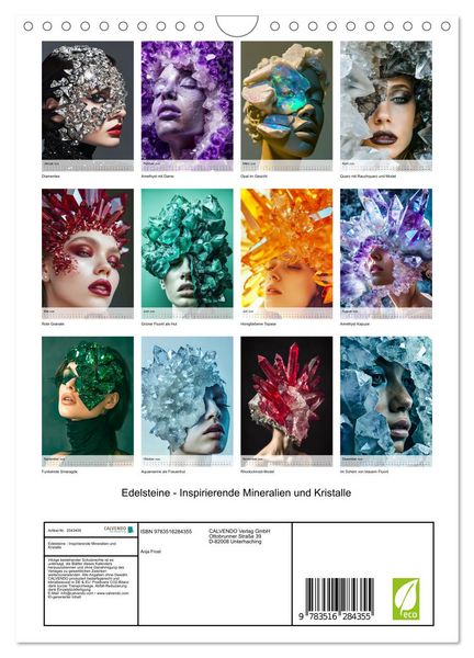Produktbild: Edelsteine - Inspirierende Mineralien und Kristalle (Wandkalender 2026 DIN A4 hoch), CALVENDO Monatskalender