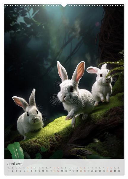 Produktbild: Lustige Hasenkinder (hochwertiger Premium Wandkalender 2026 DIN A2 hoch), Kunstdruck in Hochglanz