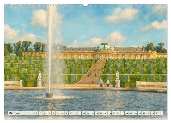Produktbild: Potsdam &ndash; Historische Ansichten im Aquarellstil (hochwertiger Premium Wandkalender 2027 DIN A2 quer), Kunstdruck in Hochglanz