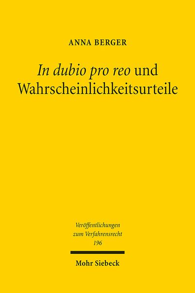 Produktbild: In dubio pro reo und Wahrscheinlichkeitsurteile