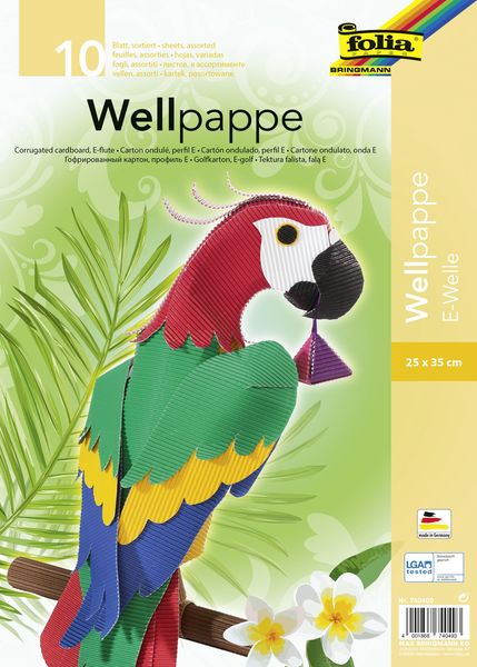 Produktbild: Folia Bastell-Wellpappe E-Welle 25x35cm, 10 Blatt farbig