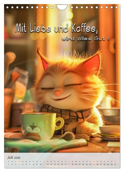 Produktbild: Kaffee-Katzen (Wandkalender 2026 DIN A4 hoch), CALVENDO Monatskalender