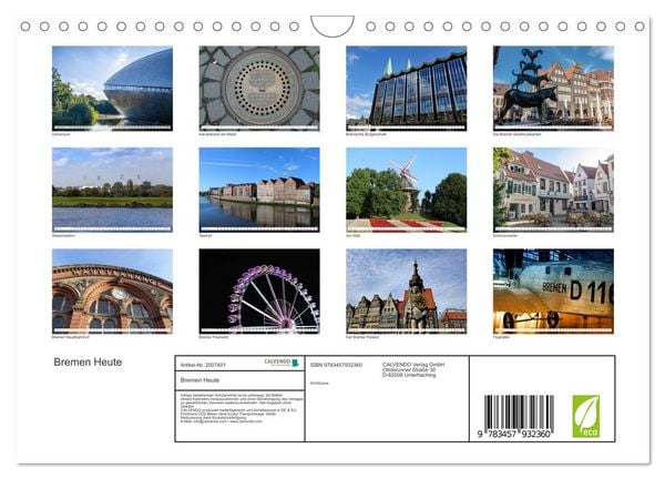 Produktbild: Bremen Heute (Wandkalender 2026 DIN A4 quer), CALVENDO Monatskalender