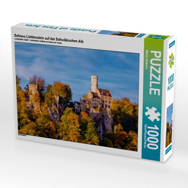 CALVENDO Puzzle Schloss Lichtenstein auf der Schwäbischen Alb | 1000 Teile Lege-Größe 64x48cm Foto-Puzzle für glückliche Stunden