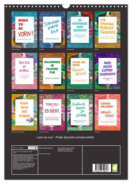 Produktbild: Lach du nur! - Flotte Spr&uuml;che schnell erkl&auml;rt (Wandkalender 2026 DIN A3 hoch), CALVENDO Monatskalender