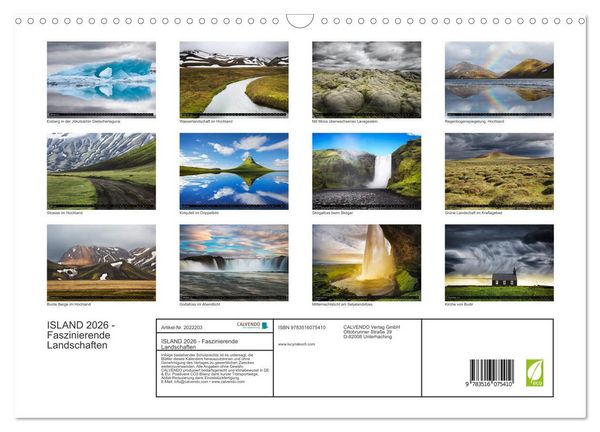 Produktbild: ISLAND 2026 - Faszinierende Landschaften (Wandkalender 2026 DIN A3 quer), CALVENDO Monatskalender