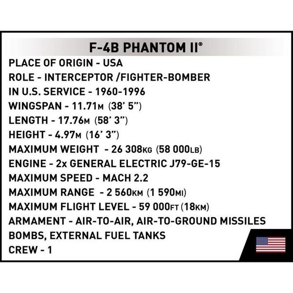 Produktbild: COBI Armed Forces 5897 - F-4 Phantom II USS Midway, &Uuml;berschall-Mehrzweckj&auml;ger, Ma&szlig;stab 1:48, Bausatz, 703 Teile