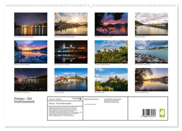 Produktbild: Passau - Die Dreifl&uuml;ssestadt (hochwertiger Premium Wandkalender 2026 DIN A2 quer), Kunstdruck in Hochglanz