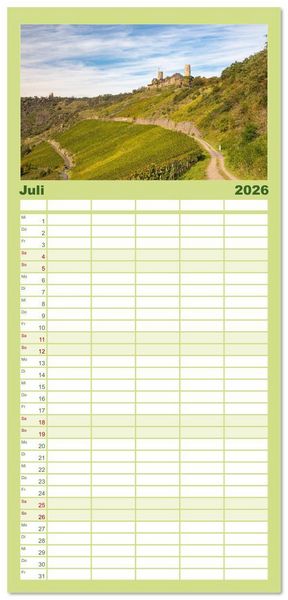 Produktbild: Familienplaner 2026 - Moselansichten mit 5 Spalten (Wandkalender, 21 x 45 cm) CALVENDO
