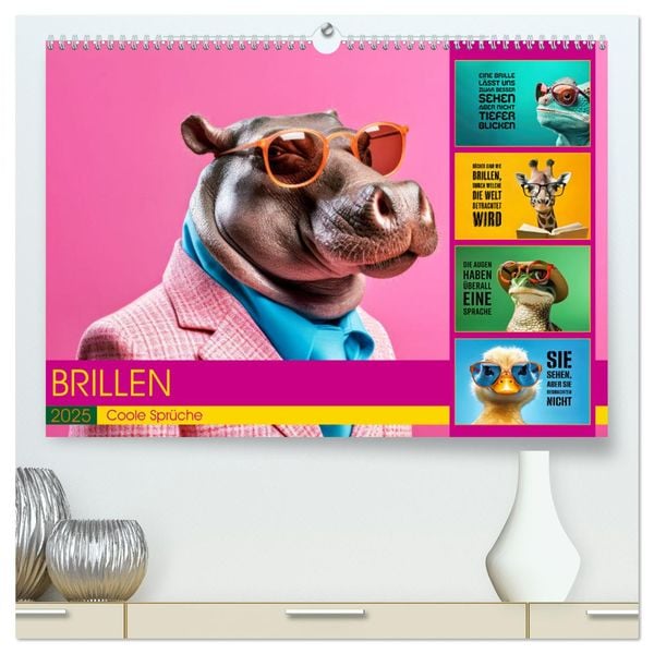 BRILLEN - coole Sprüche (hochwertiger Premium Wandkalender 2025 DIN A2 quer), Kunstdruck in Hochglanz