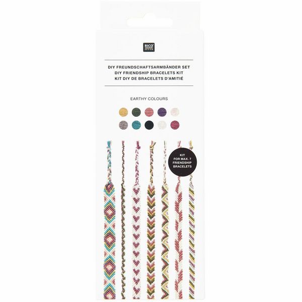 Produktbild: DIY Freundschaftsarmb&auml;nder Set, Earthy Colours, 10 x 8 m Stickgarn in 10 verschiedenen Farben, 100 % Baumwolle