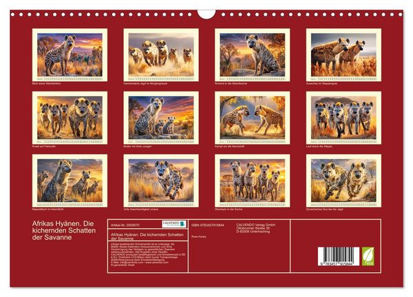 Produktbild: Afrikas Hy&auml;nen. Die kichernden Schatten der Savanne (Wandkalender 2026 DIN A3 quer), CALVENDO Monatskalender