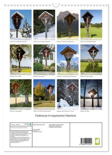 Produktbild: Feldkreuze im bayerischen Oberland (Wandkalender 2026 DIN A3 hoch), CALVENDO Monatskalender