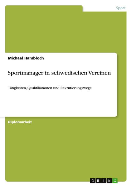 Produktbild: Sportmanager in schwedischen Vereinen