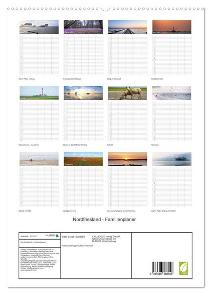 Produktbild: Nordfriesland - Familienplaner (hochwertiger Premium Wandkalender 2026 DIN A2 hoch), Kunstdruck in Hochglanz