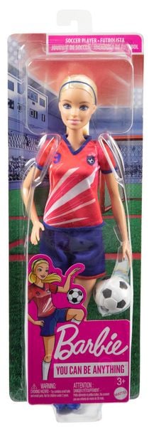 Produktbild: Barbie Fu&szlig;ballspielerin blond im roten Trikot