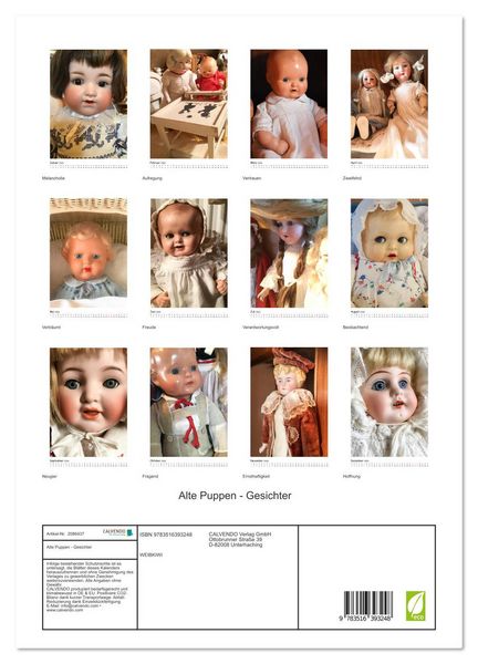 Produktbild: Alte Puppen - Gesichter (hochwertiger Premium Wandkalender 2026 DIN A2 hoch), Kunstdruck in Hochglanz