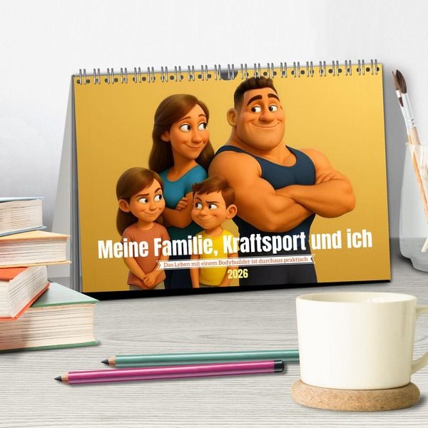 Produktbild: Meine Familie, Kraftsport und ich (Tischkalender 2026 DIN A5 quer), CALVENDO Monatskalender